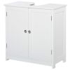 Pedestal Sink Cabinet White Bathroom Vanity Storage with U-Shape Cut-Out Adjustable Shelf
