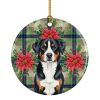 Greater Swiss Mountain Dog Christmas PoinsettIas Ceramic Ornament Christmas Tree Hanging Decorations for Home Christmas Holiday, Party, Gift, 3 in