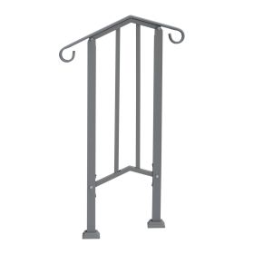 Handrails for Outdoor Steps, Iron Handrail Fits 1 Step, Transitional Handrail with Installation Kit, Silver