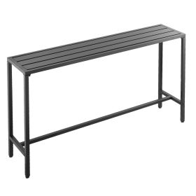 Outdoor Bar Table, 63 x 15 in Patio Bar Table, Waterproof Top & Sturdy Metal Frame, Rectangle Counter Height Dining Tables