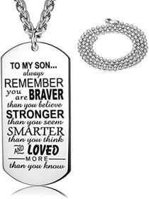 Dog Tag Pendant Necklace for Men Boy Son Graduation Birthday Inspirational Gifts