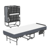 75" Folding Bed with Adjustable Headboard & 5" Memory Foam, Space Saving Rollaway Guest Bed for Tall People, Portable Twin Cot on Wheels