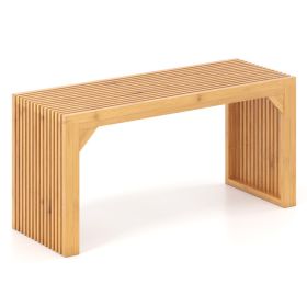 Bamboo Dining Bench Long Entryway Bench, Indoor Outdoor Solid Wood Bench