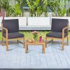 3-in-1 Acacia Wood Loveseat with Separable Coffee Table