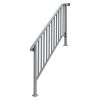 Handrails for Outdoor Steps, Iron Handrail Fits 4 Step, Transitional Handrail with Installation Kit, Silver