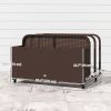 Rolling Pool Storage Rattan Patio Furniture Outdoor Storage Wicker Organizer for Floats, Paddles, Balls, Towels, Brown