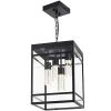 Outdoor LED Pendant Light Fixtures for Porch,4 Light 5CCT Outdoor Pendant Light,Black LED Integrated Bulbs Hanging Lantern
