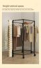360° Rotating Hexagonal Clothes Rack with Wheels, Heavy-Duty Metal Garment Organizer, Space-Saving Wardrobe Storage Stand for Bedroom, Dorm, Balcony