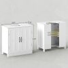 Bathroom Sink Cabinet, Pedestal Sink Cabinet with Adjustable Shelf, White