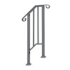 Handrails for Outdoor Steps, Iron Handrail Fits 1 Step, Transitional Handrail with Installation Kit, Silver