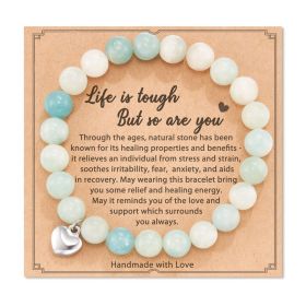 Natural Stone Amethyst Healing Bracelet Inspirational Gifts for Women (Color: Light Blue)