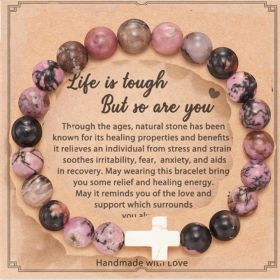 Natural Stone Amethyst Healing Bracelet Inspirational Gifts for Women (Color: Red&Blue)