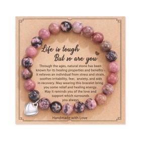 Natural Stone Amethyst Healing Bracelet Inspirational Gifts for Women (Color: Dark Pink)