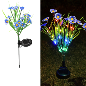 Solar Garden Lights LED Flower Stake Lamp Outdoor Yard Waterproof Patio Decor (Color: Blue, Package: 1 Pack)