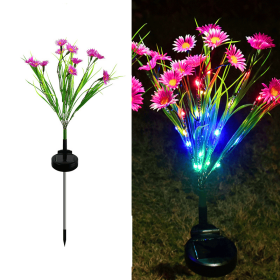 Solar Garden Lights LED Flower Stake Lamp Outdoor Yard Waterproof Patio Decor (Color: Pink, Package: 1 Pack)