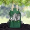 7-Piece Green Gardening Tool Set – Stainless Steel Tools with Wooden Handles, Folding Stool & Canvas Tote, Durable Garden Kit for Every Gardener