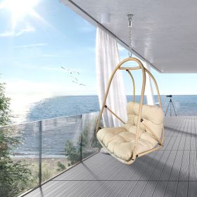 JESE Swing Egg Chair – Foldable Hanging Chair for Indoor & Outdoor Use – 300lbs Capacity (Color: Khaki)