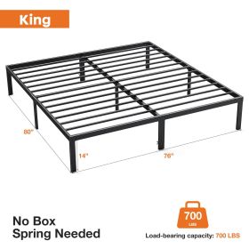 Heavy Duty Metal Bed Frame with Sturdy Steel Slat Support, No Box Spring Needed (size: King)