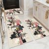 Three-piece kitchen rug set, non-slip and washable, abstract pattern kitchen hallway rug, soft and comfortable, suitable for sinks, floors, entrances