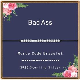 Morse Code Bracelets for Women Men 925 Sterling Silver Beads on Silk Cord Inspirational Gift for Family Best Friends Couples (default: default)