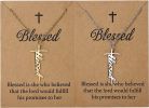 2PCS Faith Cross Necklace Blessed Hope Strength Pendant Necklace Silver Gold Stainless Cross Necklace Christian Religious Inspirational Gift for Women