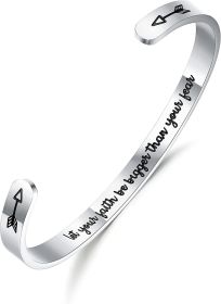 Inspirational Bracelets for Women Motivational Mantra Quote Cuff Bangle for Best Friend Coworker Jewelry for Teen Girls Personalized Encouragement Bir (default: default)